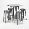 set tavolo alto e 4 sgabelli in metallo design industriale gowanus Offerta