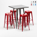 set tavolo alto e 4 sgabelli in metallo design Lix industriale gowanus 
