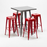 set tavolo alto e 4 sgabelli in metallo design industriale gowanus 