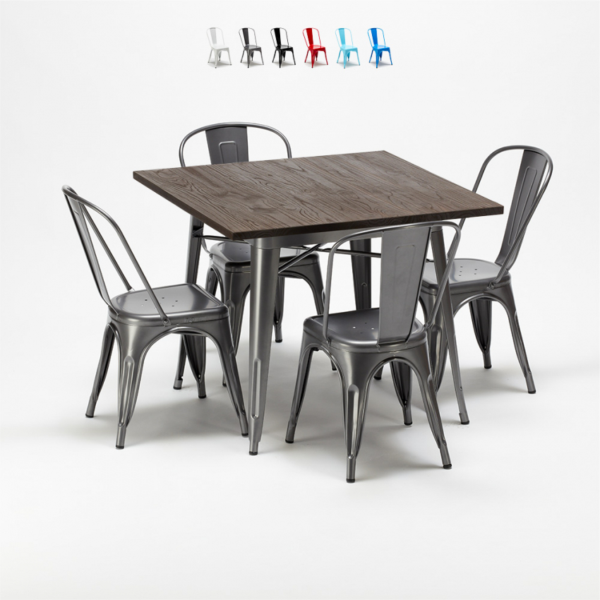 set tavolo quadrato e sedie in metallo design industriale jamaica Promozione set tavolo quadrato e sedie in metallo design industriale jamaica Promozione