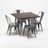 set tavolo quadrato e sedie in metallo design industriale jamaica Offerta