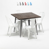set tavolo quadrato e sedie in metallo design industriale jamaica Stock