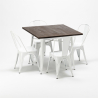 set tavolo quadrato e sedie in metallo legno stile industriale midtown Offerta