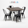 set tavolo quadrato e sedie in metallo legno stile Lix industriale midtown Costo