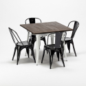 set tavolo quadrato e sedie in metallo legno stile Lix industriale midtown 