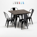 set tavolo quadrato in legno e sedie in metallo stile Lix industriale west village Promozione