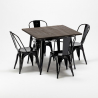 set tavolo quadrato in legno e sedie in metallo stile Lix industriale west village Offerta