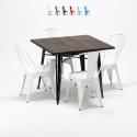 set tavolo quadrato in legno e sedie in metallo stile industriale west village Stock