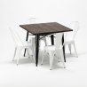 set tavolo quadrato in legno e sedie in metallo stile industriale west village Modello