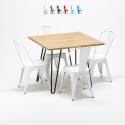 tavolo quadrato e sedie in metallo e legno in stile industriale set tribeca Stock