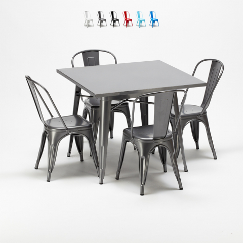 tavolo quadrato e sedie in metallo stile Lix industriale set flushing Promozione