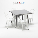 tavolo quadrato e sedie in metallo stile industriale set flushing Stock