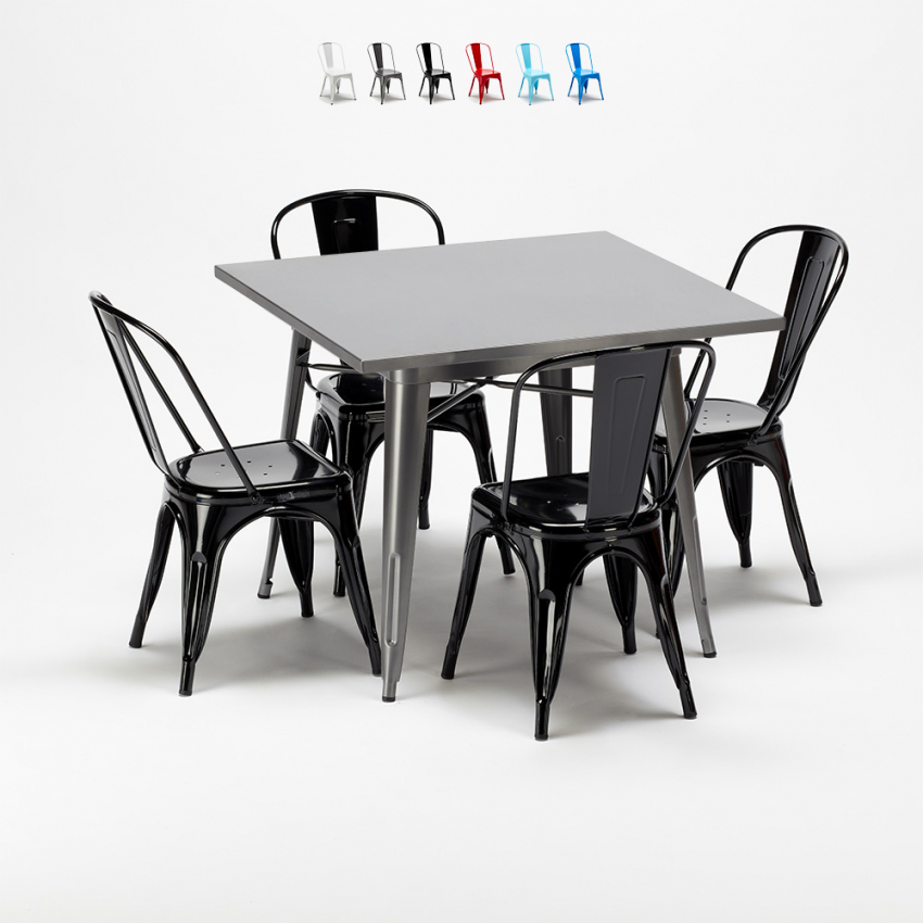 tavolo quadrato e sedie in metallo stile industriale set flushing Costo