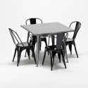 tavolo quadrato e sedie in metallo stile industriale set flushing 