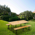 Set birreria tavolo panche legno feste giardino sagre 220x80 3 gambe Catalogo