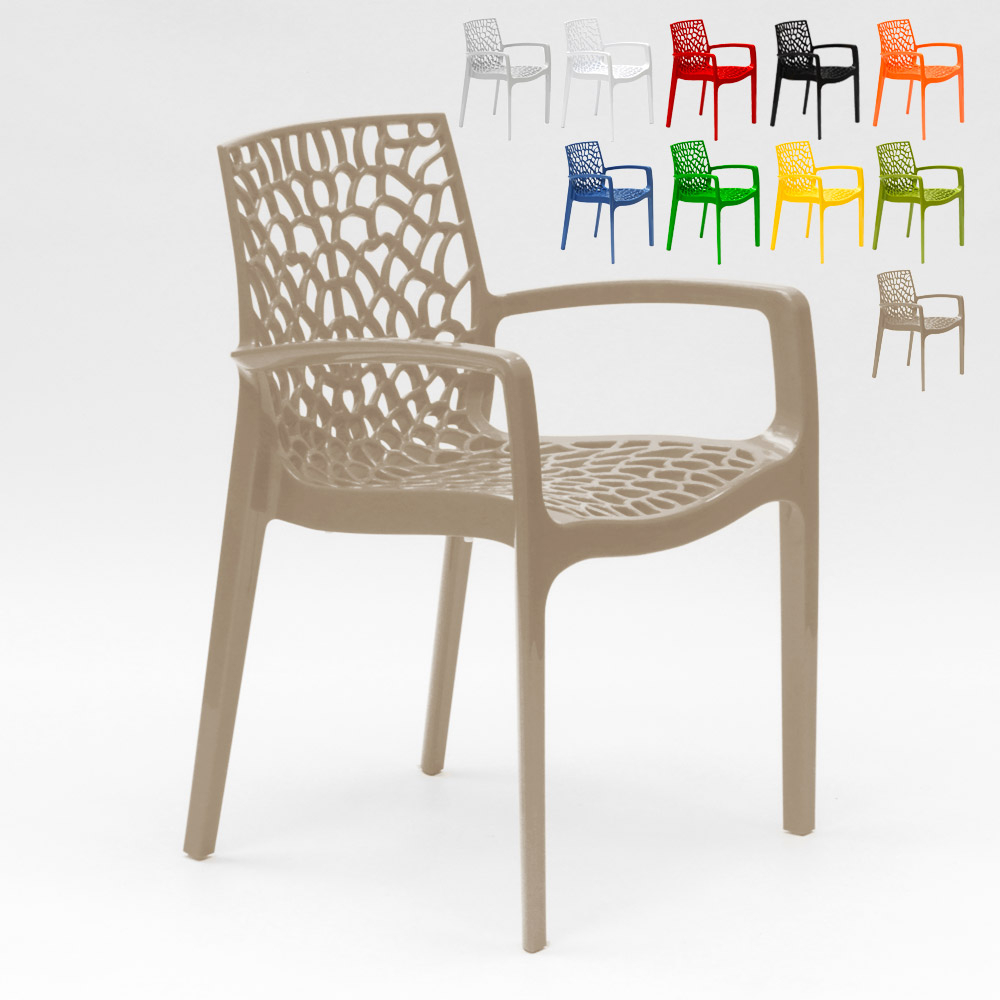 miniature 103  - Chaise en polypropylène accoudoirs jardin café Grand Soleil Gruvyer Arm