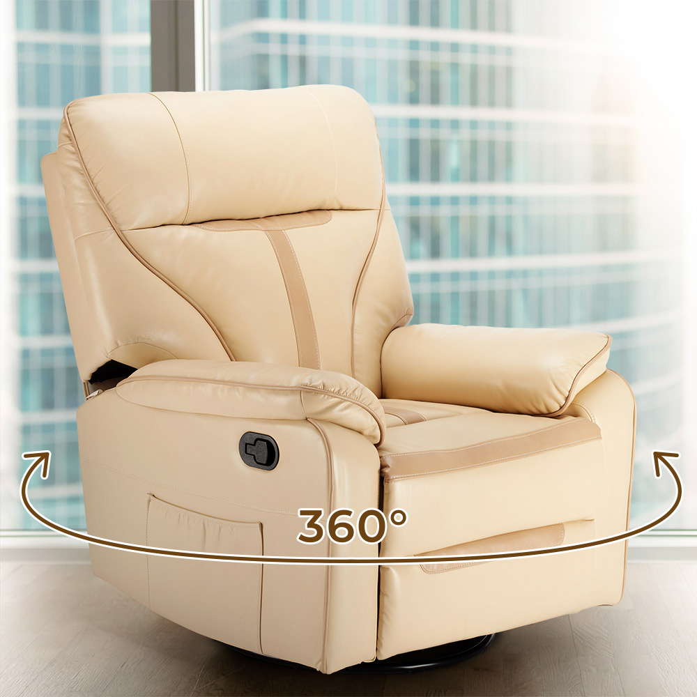 Reclining Leather Relax Armchair With Rocking Motion Rotation SISSI