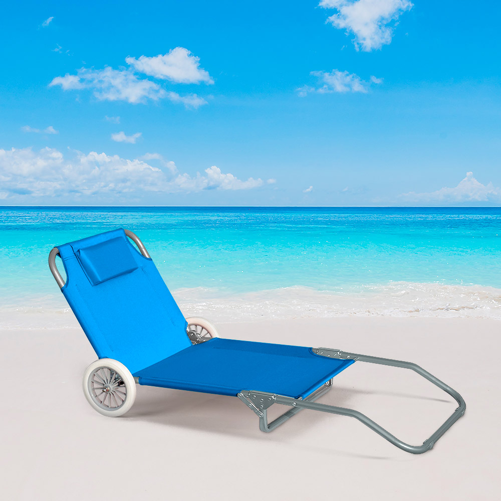 Silla de Playa Tumbona plegable portátil con ruedas piscina Banana eBay