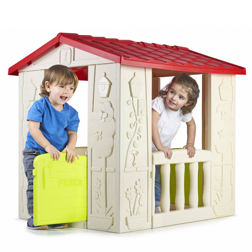 Casetta di Plastica Gioco per Bambini Giardino Happy House Feber Promozione
