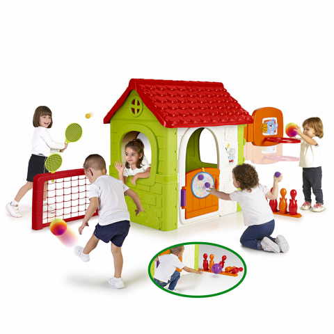 Casetta con giochi per bambini da giardino Multi Activity House Feber
