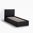 Letto singolo 1 piazza con rete e contenitore 80x190 Basel Twin 