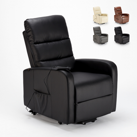 Poltrona reclinabile relax elettrica con alzapersona in similpelle Elizabeth Design Promozione
