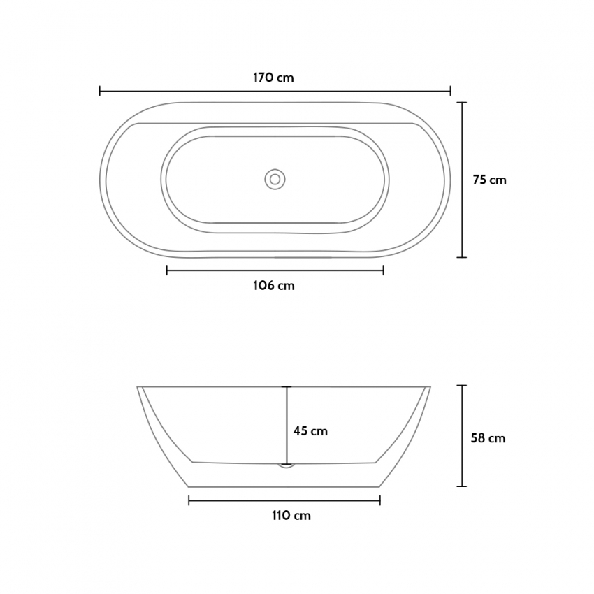 Vasca da Bagno Freestanding Ovale isola indipendente Design Kalimnos