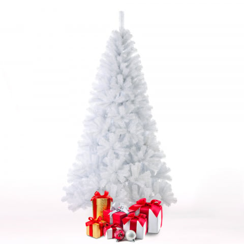 Albero di Natale bianco neve artificiale 210cm rami finti in PVC Aspen Promozione