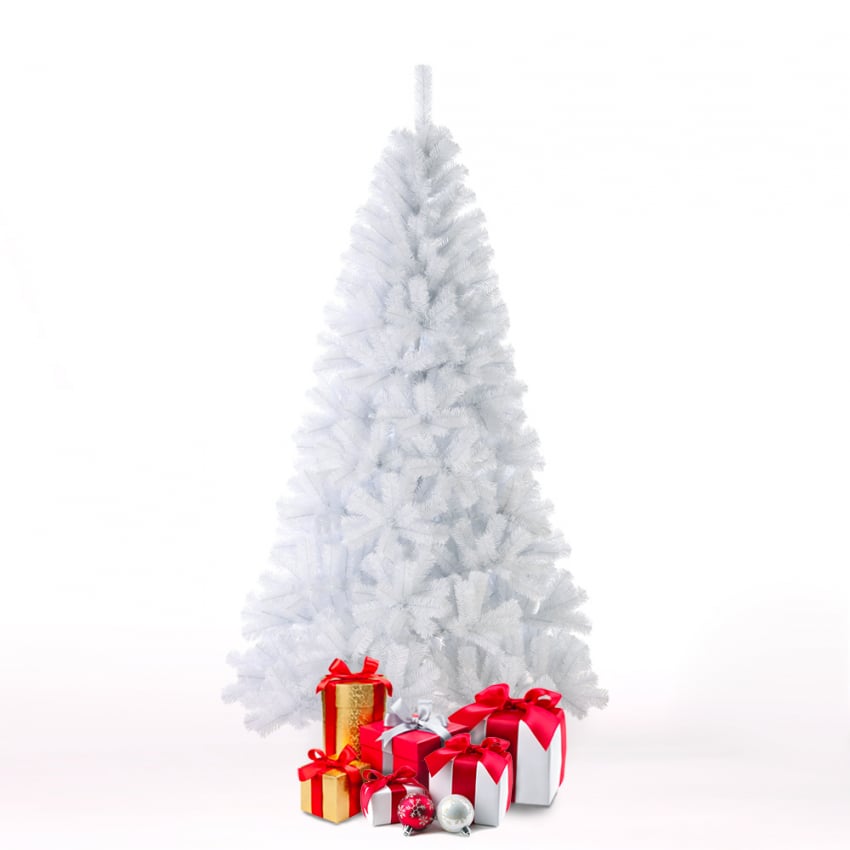 Albero di Natale artificiale bianco 180 cm design tradizionale classico Gstaad