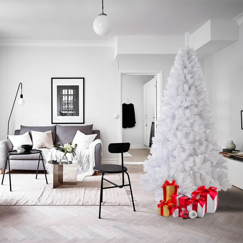 Albero di Natale bianco innevato realistico artificiale 180cm Gstaad Promozione
