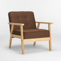 Poltrona sedia in legno design vintage retro scandinavo con braccioli Hage 