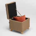Pouf contenitore portaoggetti cuscini coperte in tessuto Coffree trapuntato 