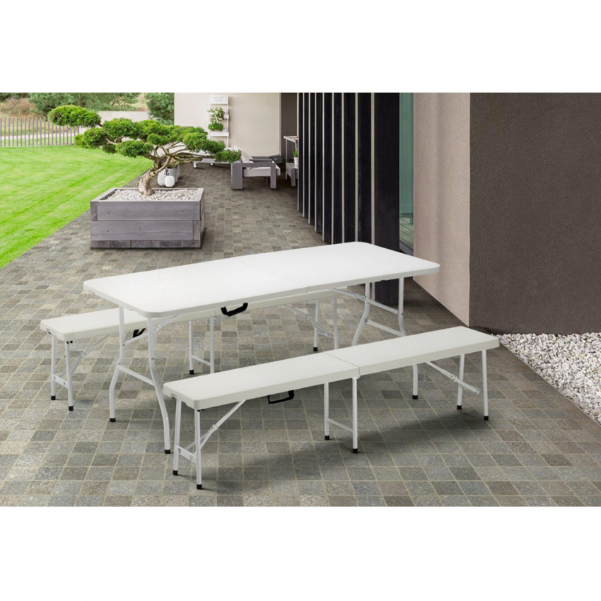 Tavolo pieghevole da campeggio giardino terrazzo 180x74x74cm