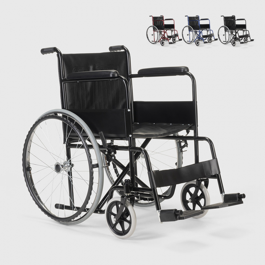 Sedia a rotelle pieghevole disabili anziani acciaio 15 kg Violet Vendita