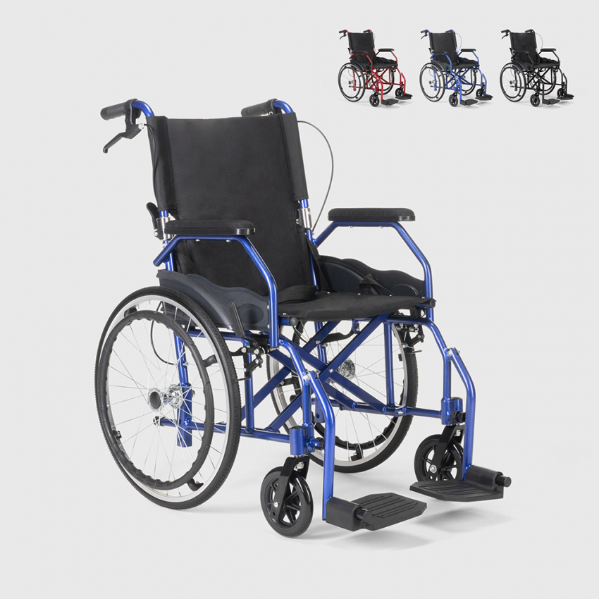 Sedia a rotelle carrozzina pieghevole in tessuto con freni disabili e anziani Dasy