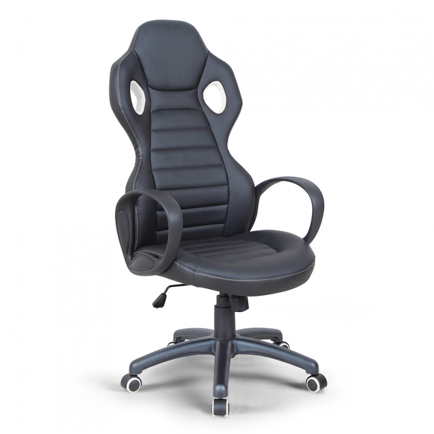 Sedia ufficio Poltrona con braccioli in eco Pelle nera direzionale  regolabile Girevole Operativa ergonomica studio