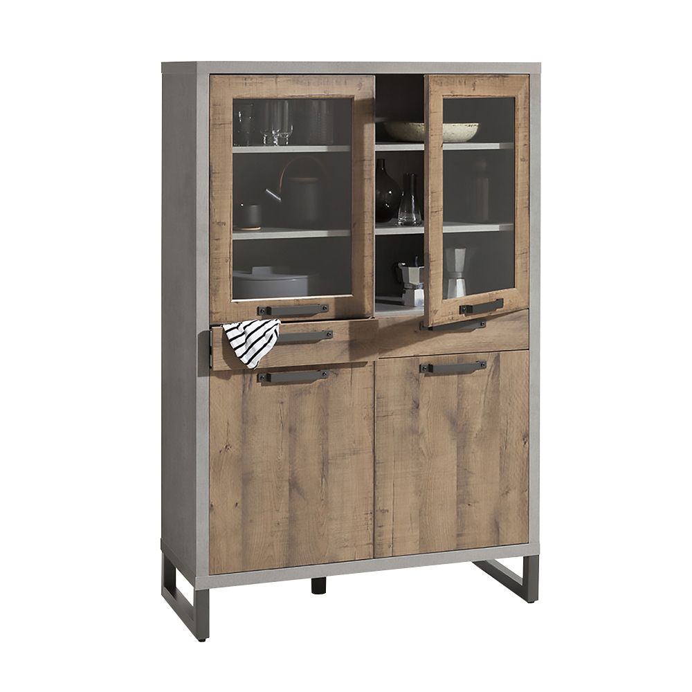 Portland Credenza Vetrinetta In Legno Design Moderno Industriale