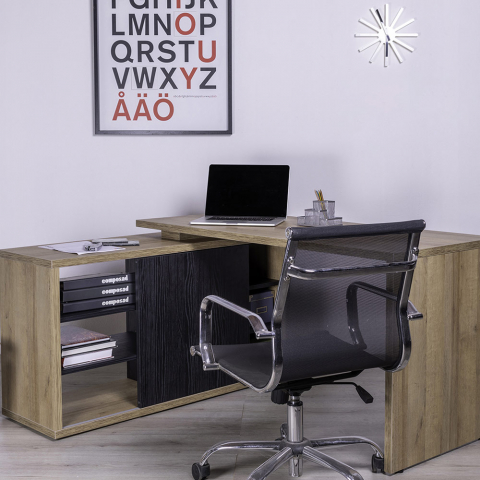 Scrivania angolare 150x120cm design moderno legno studio ufficio Alameda