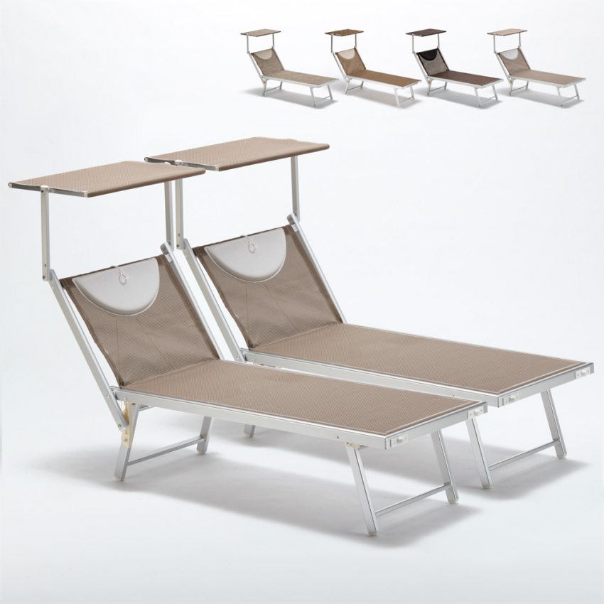 2 Lettini spiaggia mare prendisole alluminio Santorini Limited Edition Promozione 2 Lettini spiaggia mare prendisole alluminio Santorini Limited Edition Promozione