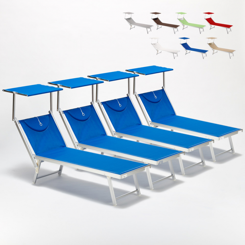 4 Lettini spiaggia mare professionali alluminio Santorini 
