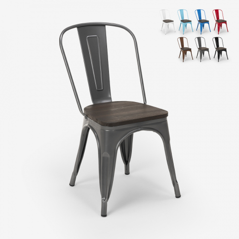 sedie Lix industrial acciaio legno per cucina e bar steel wood Promozione
