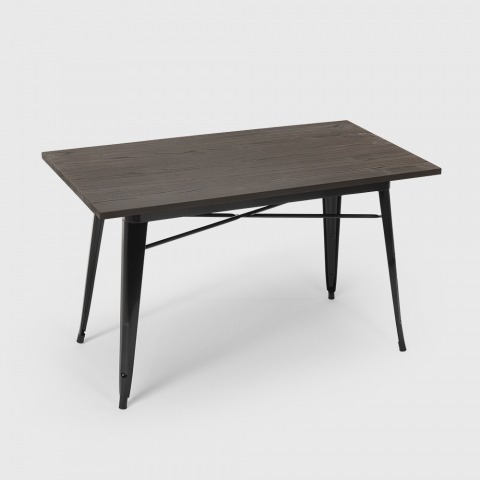 Tavolo da pranzo 120x60 design tolix industriale metallo legno rettangolare Caupona Promozione