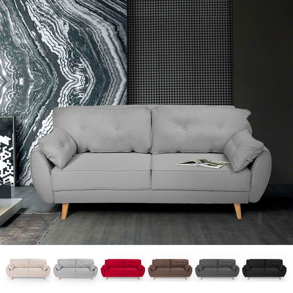 Divano letto clic clac 3 posti design nordico reclinabile in tessuto Fortaleza
