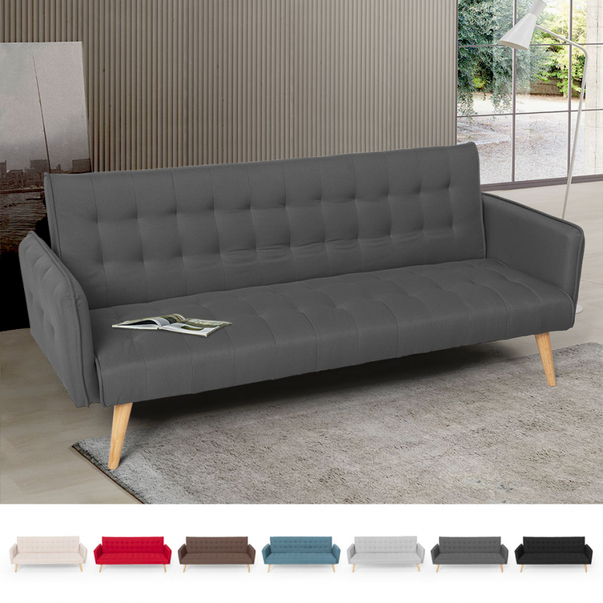 Divano letto clic clac 3 posti in tessuto reclinabile design nordico Malibu 