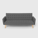 Divano letto clic clac 3 posti in tessuto reclinabile design nordico Malibu 