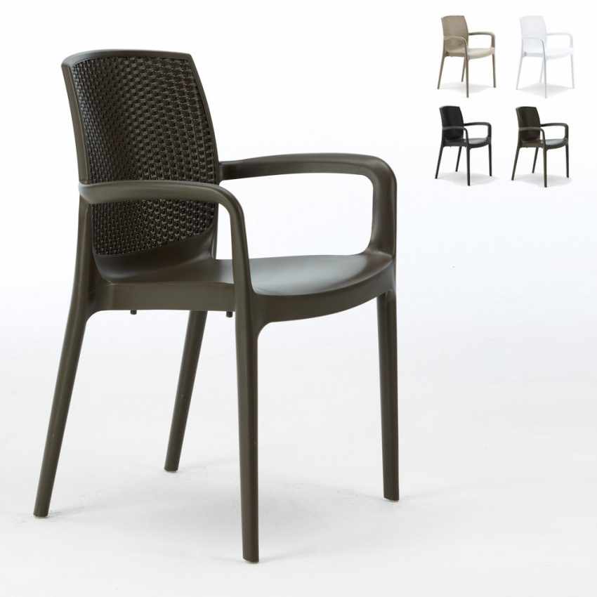 Sedie Poltrona Poly Rattan Braccioli per Giardino Bar Ristorante Boheme Grand Soleil Modello Sedie Poltrona Poly Rattan Braccioli per Giardino Bar Ristorante Boheme Grand Soleil Modello