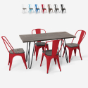 set tavolo rettangolare 120x60 con 4 sedie acciaio legno design industriale roger Catalogo