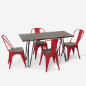 set tavolo rettangolare 120x60 con 4 sedie acciaio legno design Lix industriale roger 