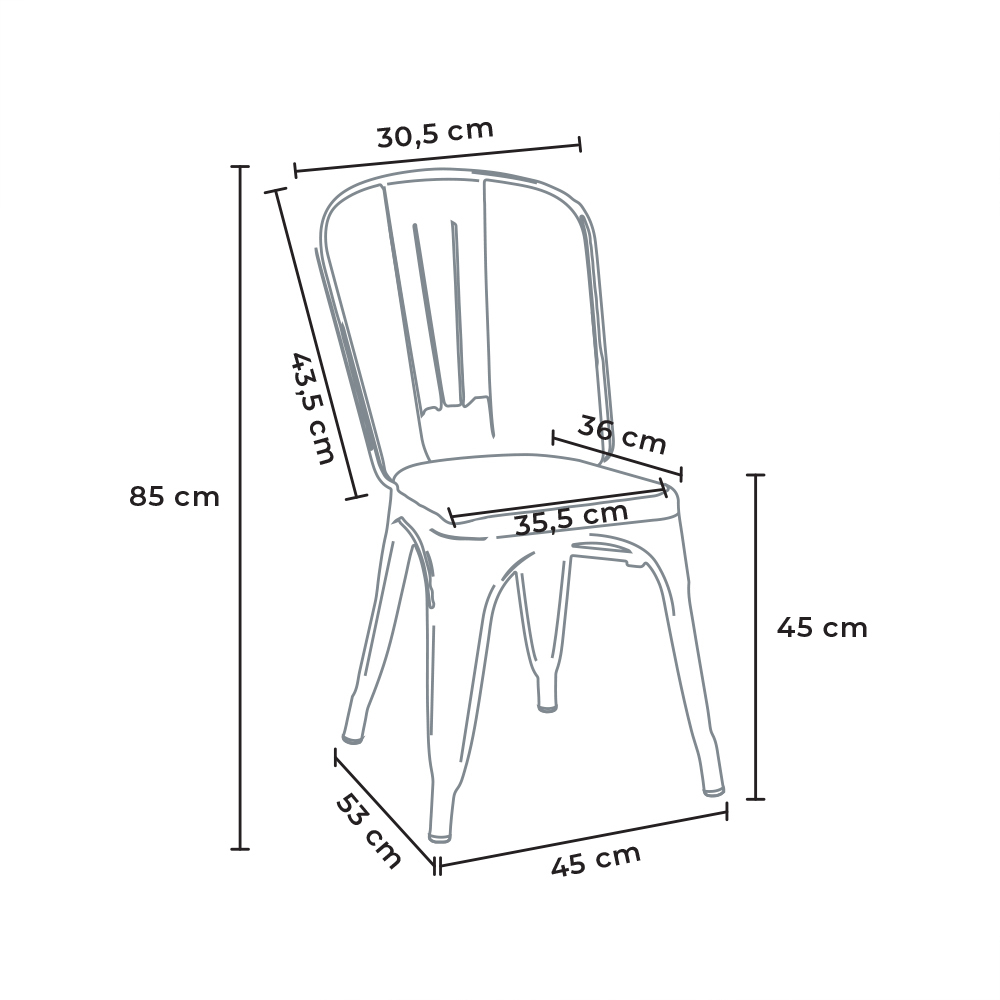 Set tavolo rettangolare 120x60 con 4 sedie acciaio legno design Tolix  industriale Ralph