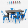 set tavolo rettangolare 120x60 con 4 sedie acciaio legno design industriale ralph Sconti